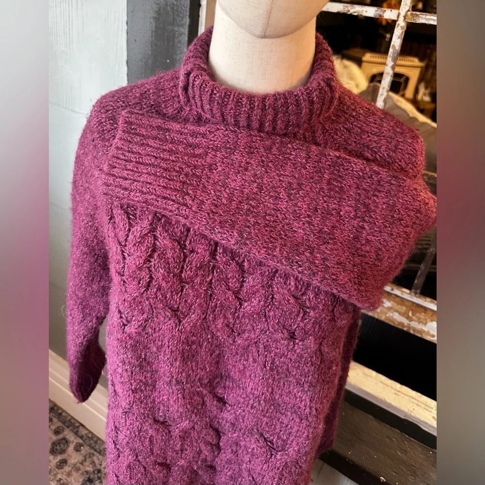 Free People Runway Cable Knit Sweater Dress Burgundy Size S